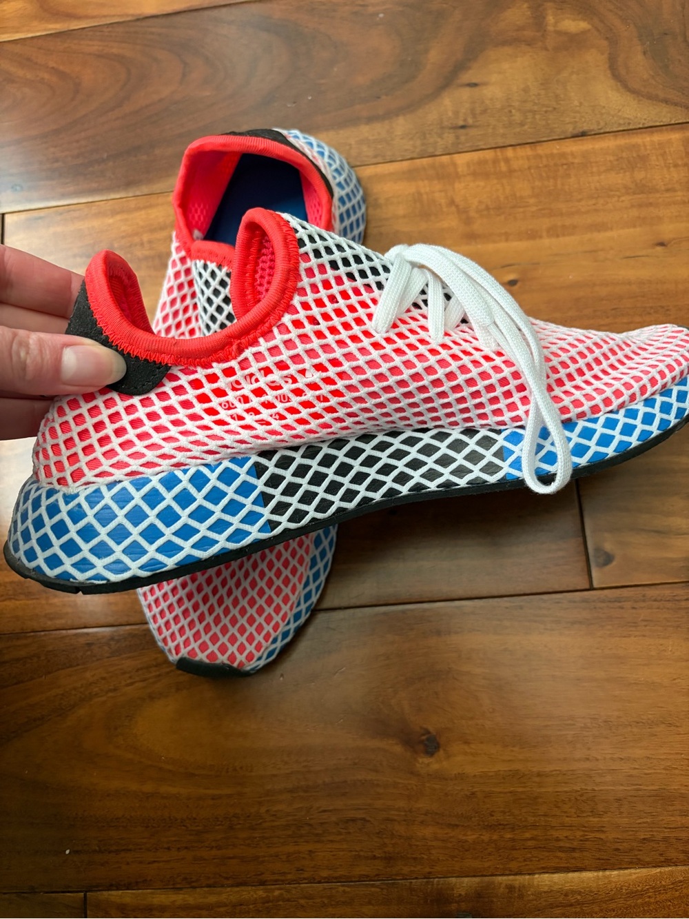 Adidas Deerupt Women’s Red & Blue Mesh Sports Shoes - Picture 2 of 7